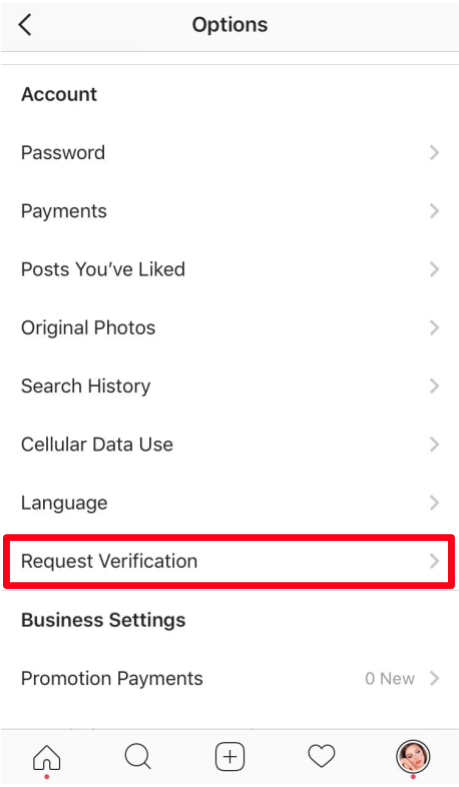 Request Verification on Instagram