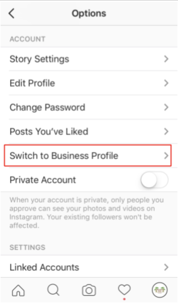 Switch to Business Profile on Instagram