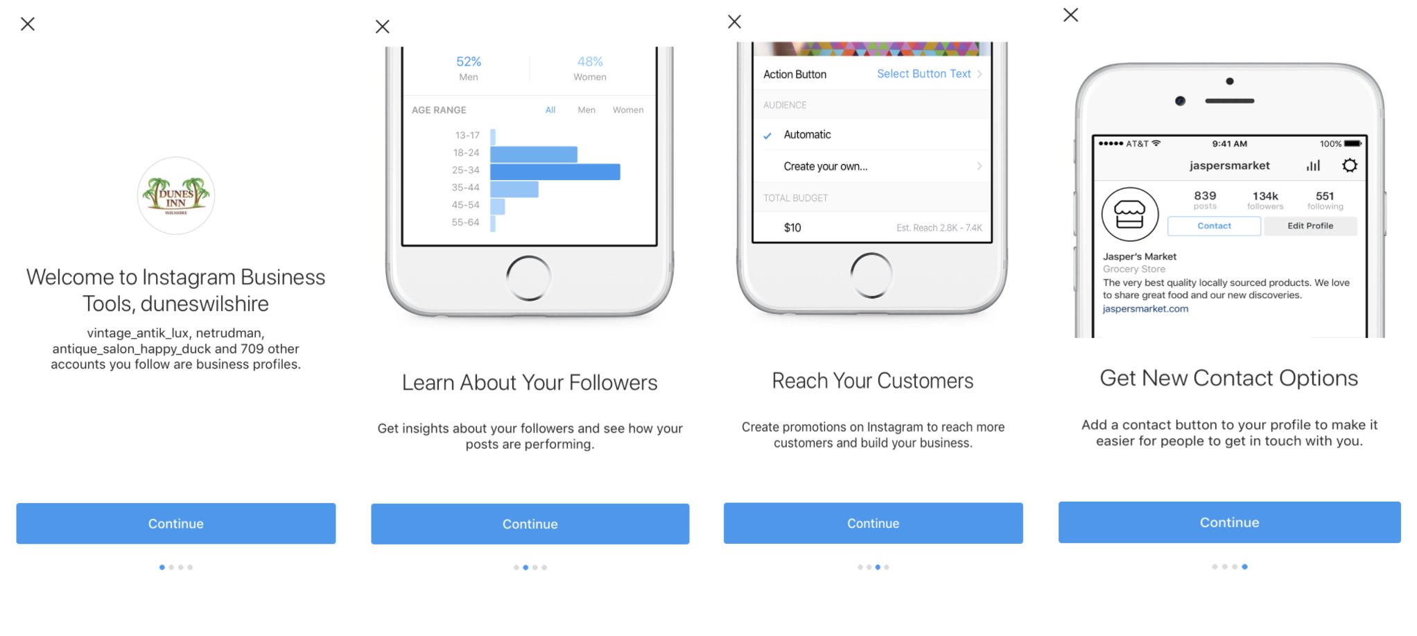 steps when switching to a business account on Instagram