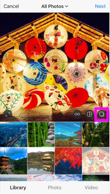 adding multiple photos and videos on instagram