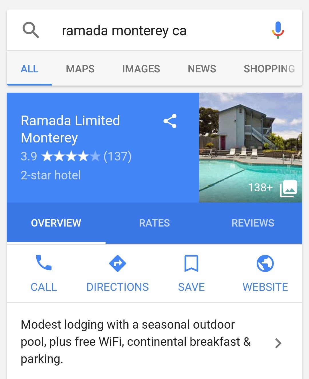 Ramada Monterey hotel google my business