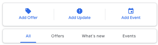 create an offer, update or an event on Google Posts