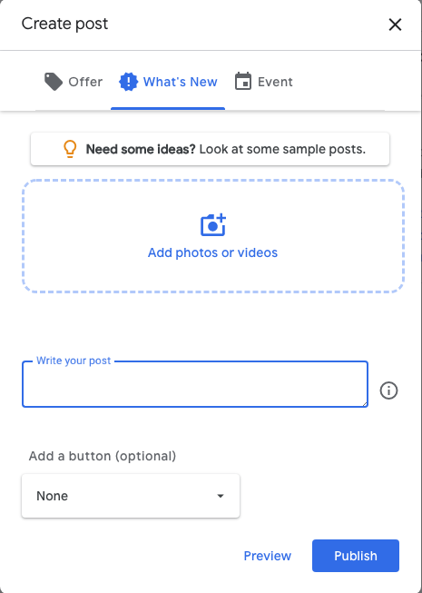 Add an update in Google Posts