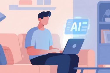 Graphic of man using Ai analytics