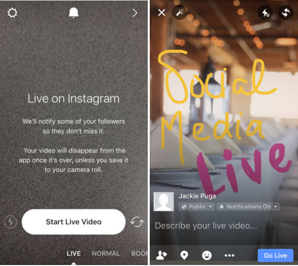 starting a live video on instagram