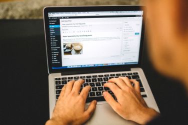 Person writing a blog