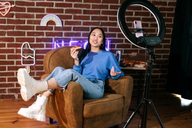 Influencer filming herself