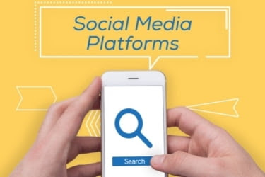 Social Media Platforms - Hands with a mobile phone