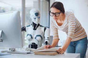 Human directing the robot on how to do things