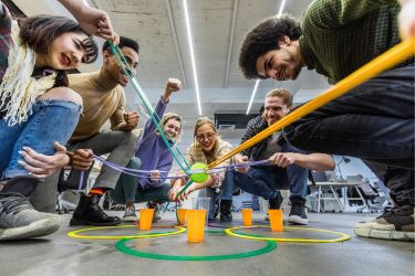 Employees on a teambuilding activity