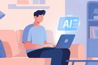 Graphic of man using Ai analytics