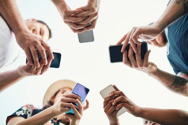 People sharing content on social media