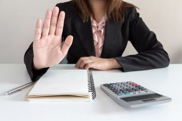 Businesswoman saying no with her hands