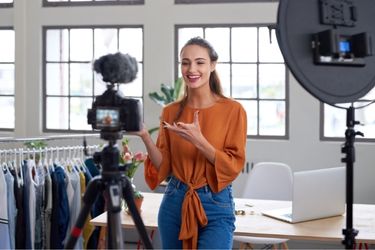 Woman filming herself