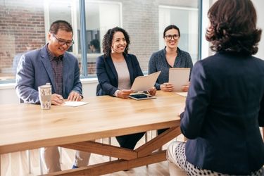 Woman going through an interview