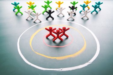 People under a red target