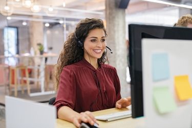 Woman working in a call center