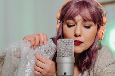 Woman doing some ASMR with bubble wrap
