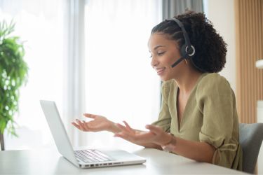 Woman doing a cold call
