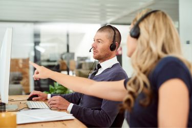 Customer service team working on a response