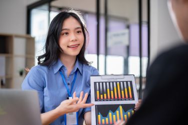 Woman showing results