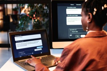 Woman using Generative AI tools