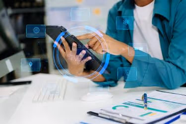 Man using AI in his tablet