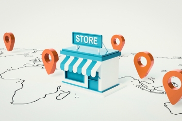 Store location pinned in a map
