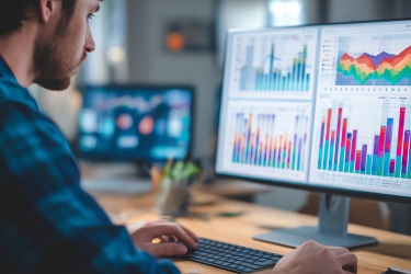 Man checking graphics in the computer
