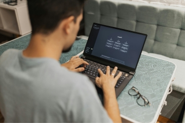 Man using ChatGPT to do research