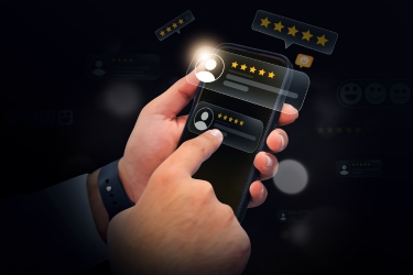 5 Star reviews on a mobile phone