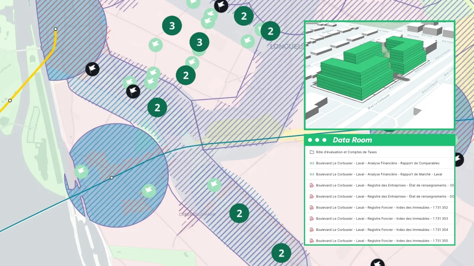 Interface de la plateforme d'intelligence immobilière Landerz
