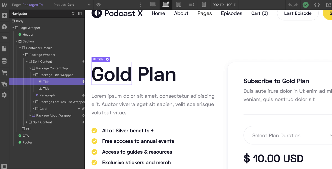 eCommerce Page - Podcast X Webflow Template