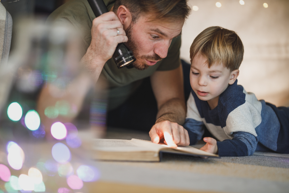 Father and son learning session
