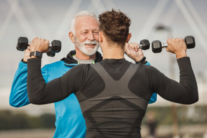 To men working out 