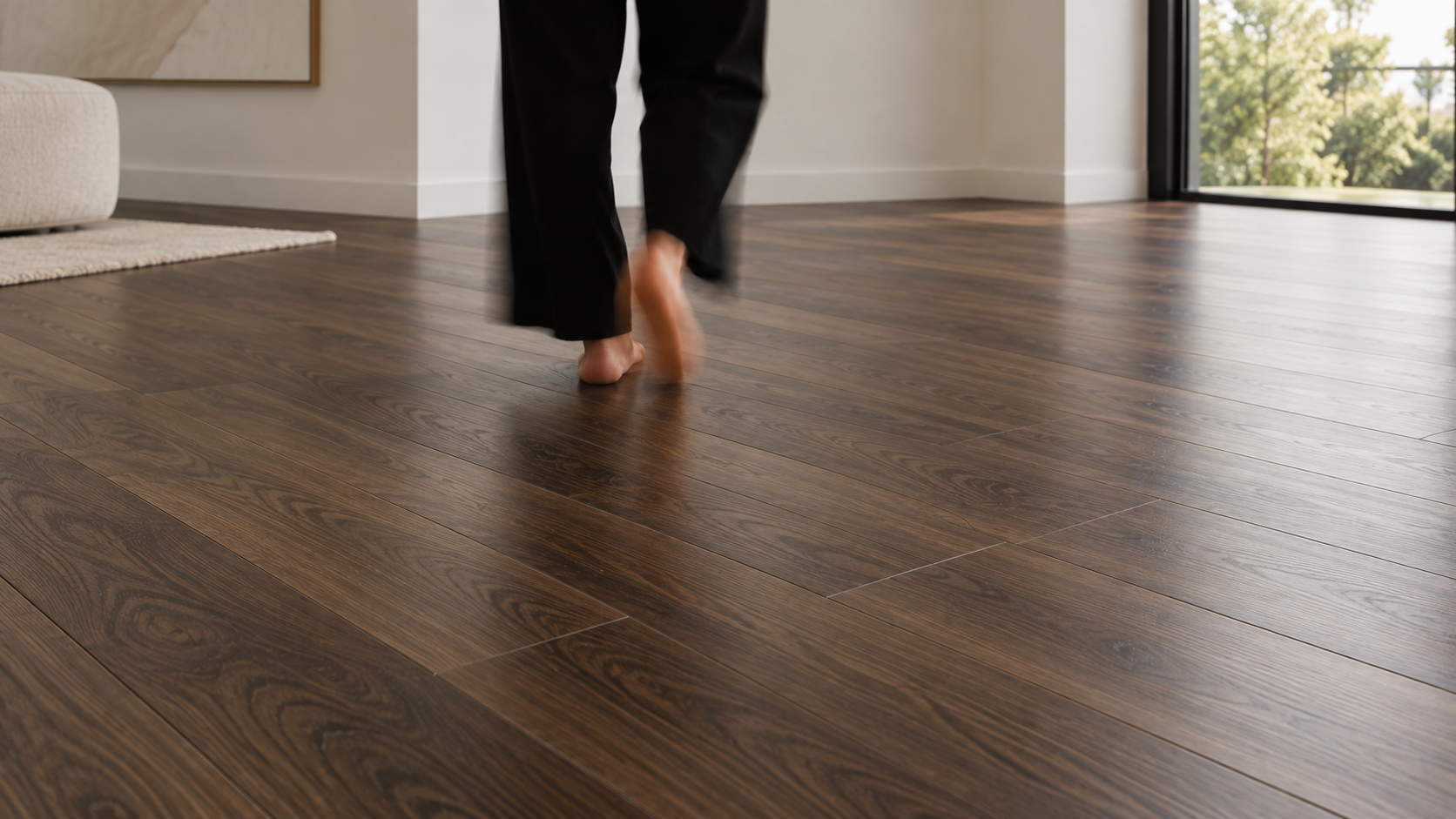 dark floating hardwood floor