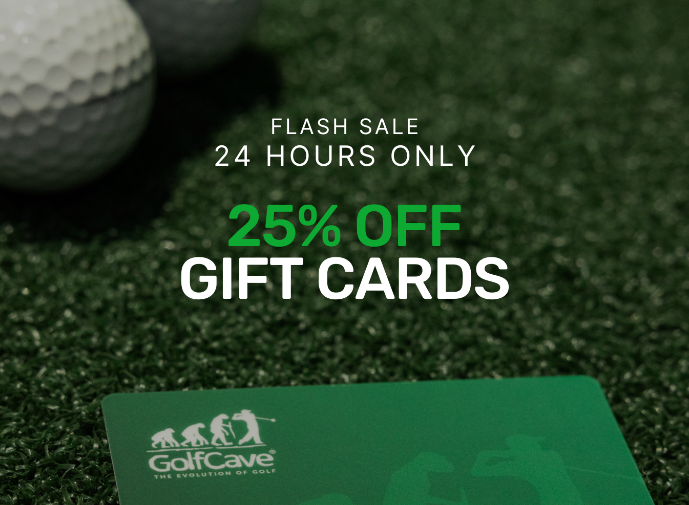 Two men playing golf at the GolfCave. One man is over the ball about to hit while the other watches