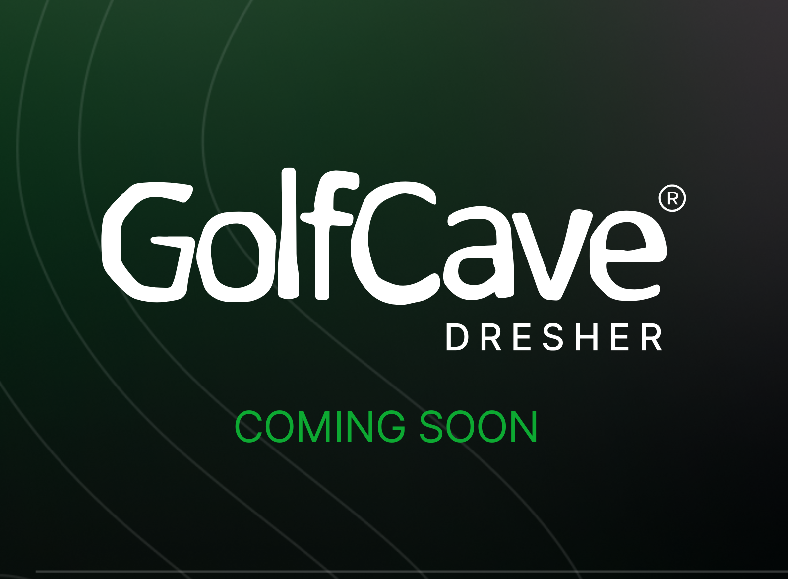 Two men playing golf at the GolfCave. One man is over the ball about to hit while the other watches