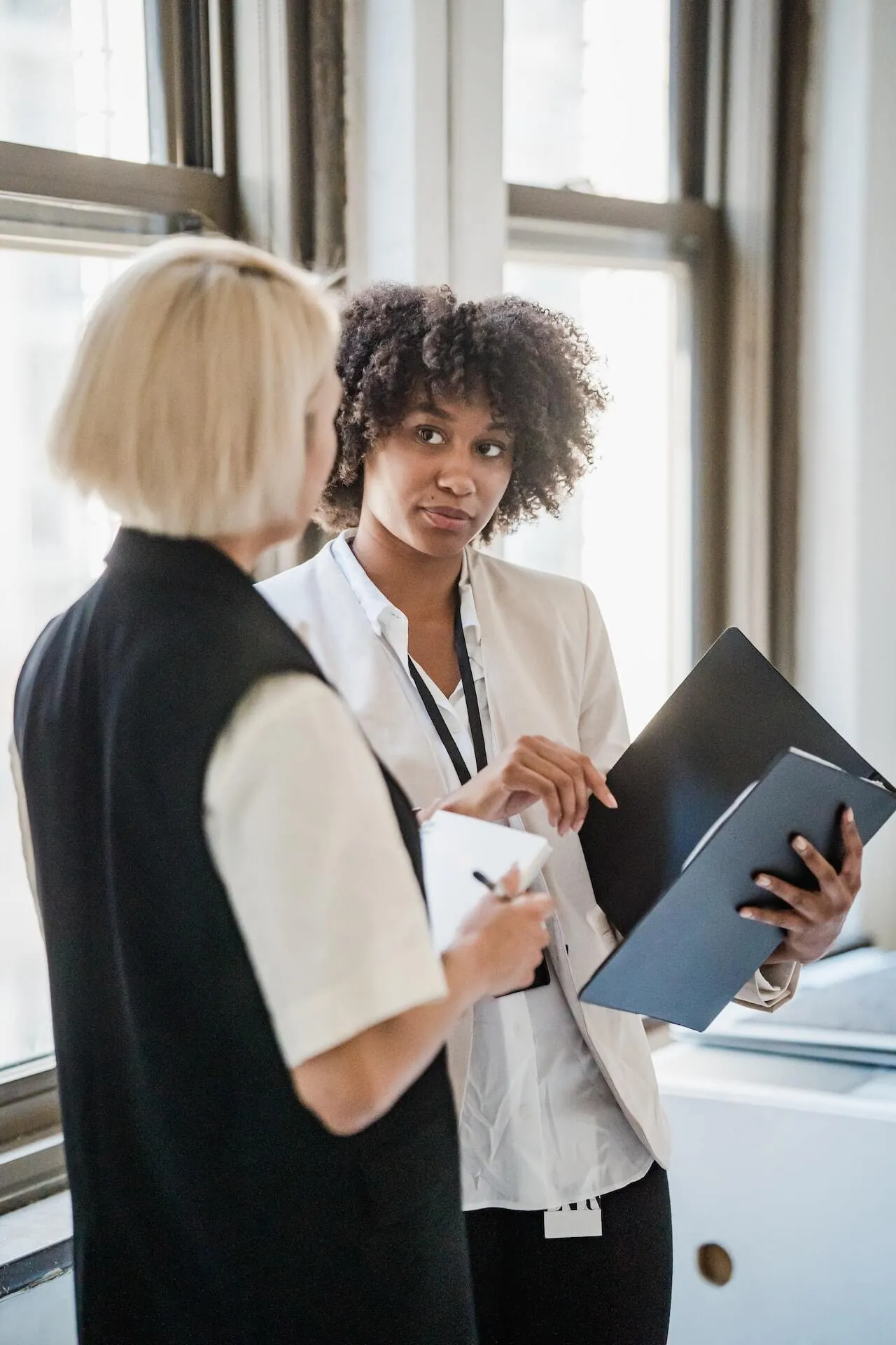 team members talking