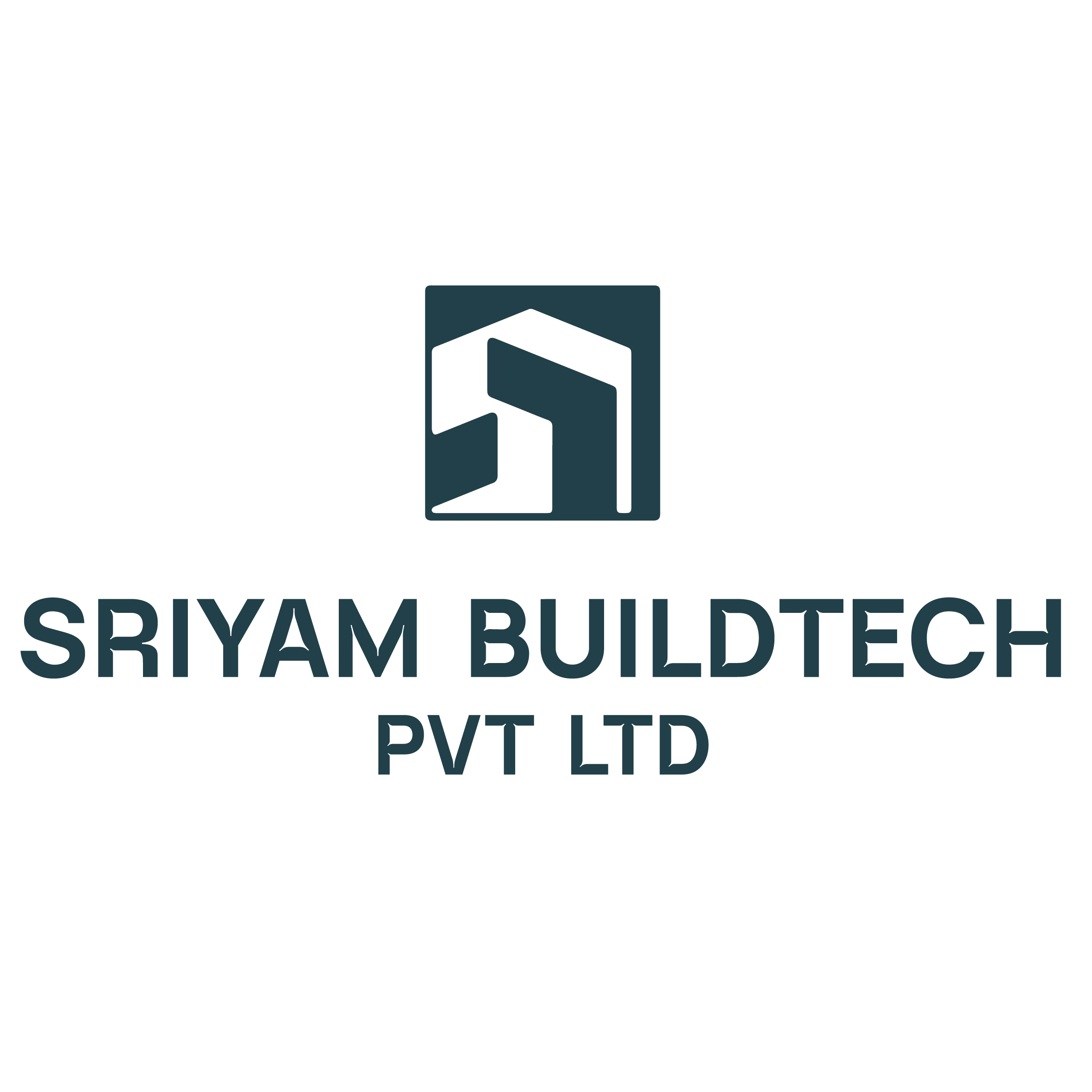 Logo of Sriyam Buildtech Pvt Ltd featuring a stylized geometric house icon above the company name.