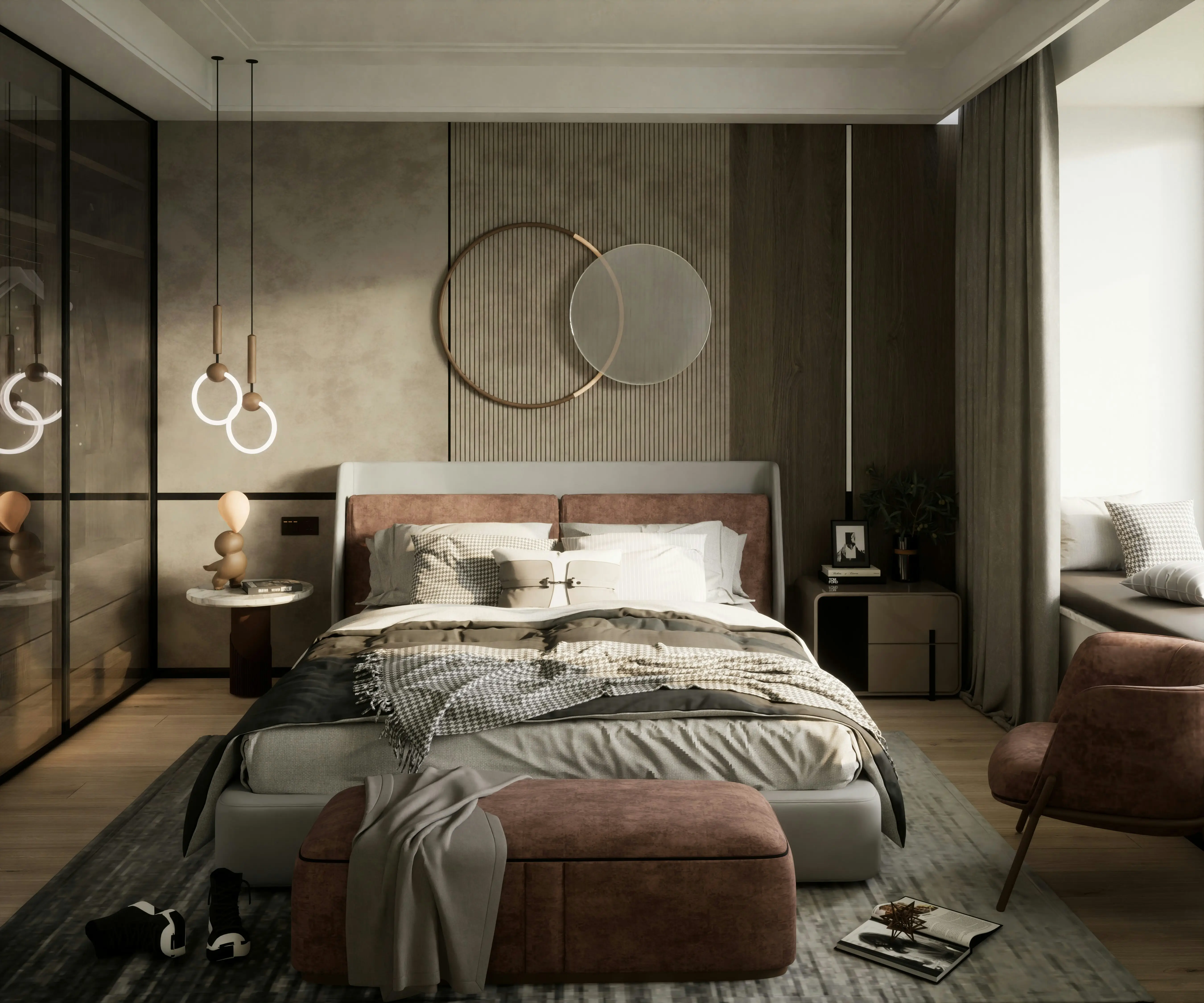 Premium bedroom interior showcasing precise craftsmanship by Sriyam Buildtech