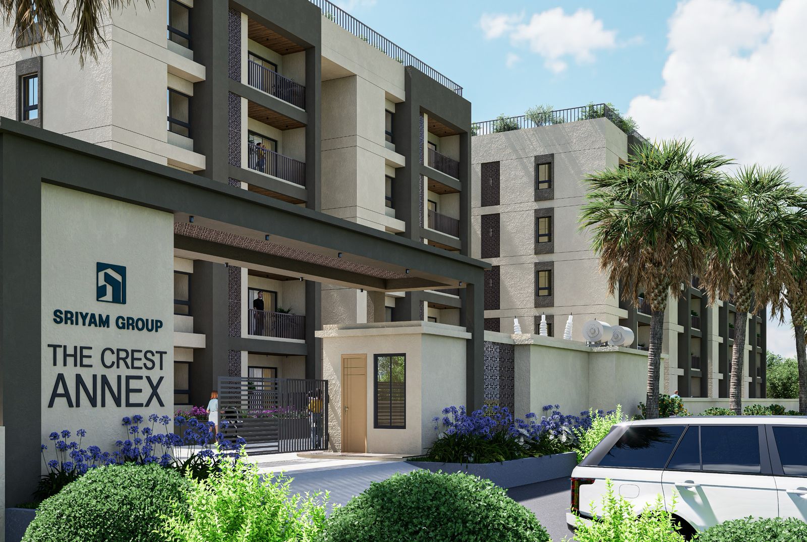 Front view of The Crest Annex residential apartments by Sriyam Buildtech in Pathargadia near Patia, Bhubaneswar