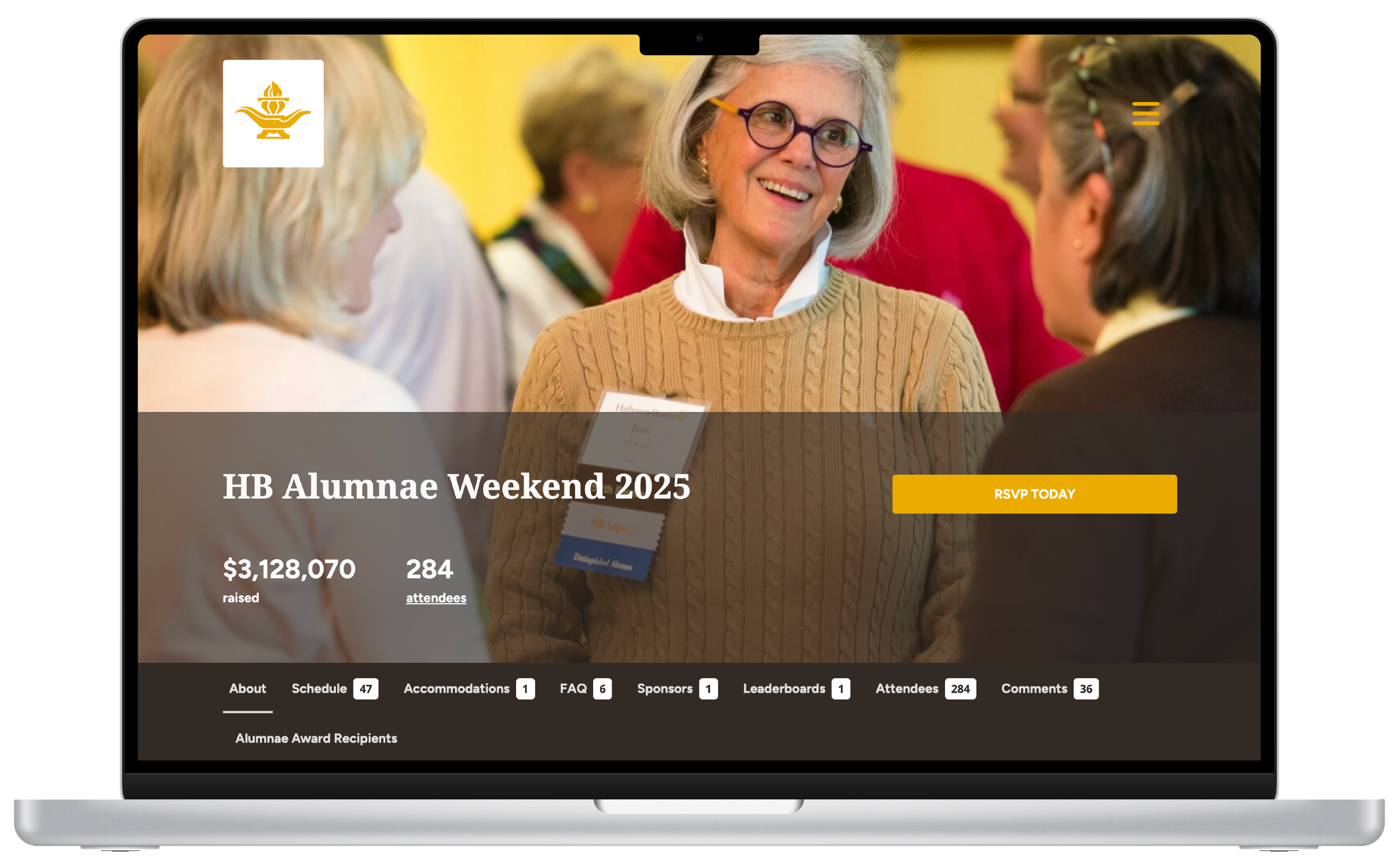Annual fund giving page shown on a laptop