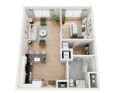 One bedroom floor plan at Founders Square