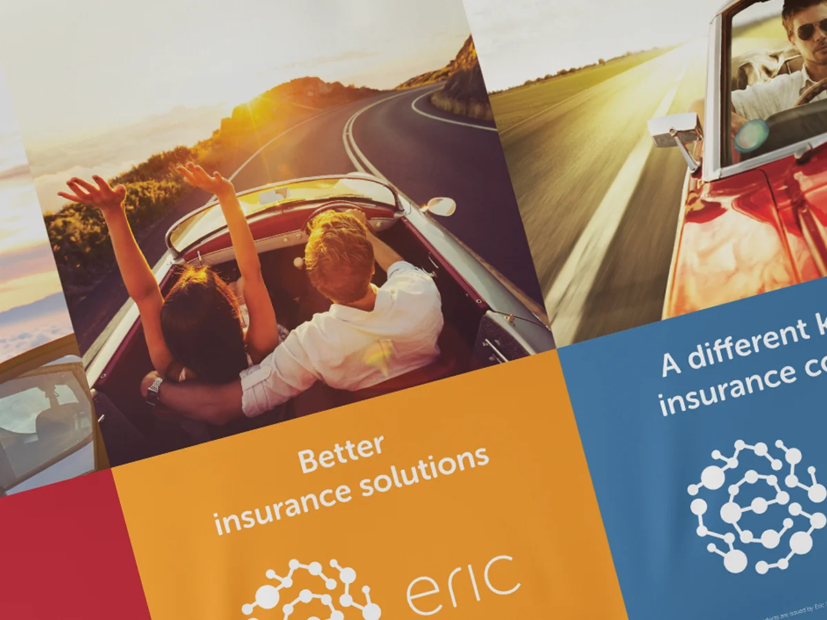 Showcase: A collage of several pullup banners designed for Eric Insurance.