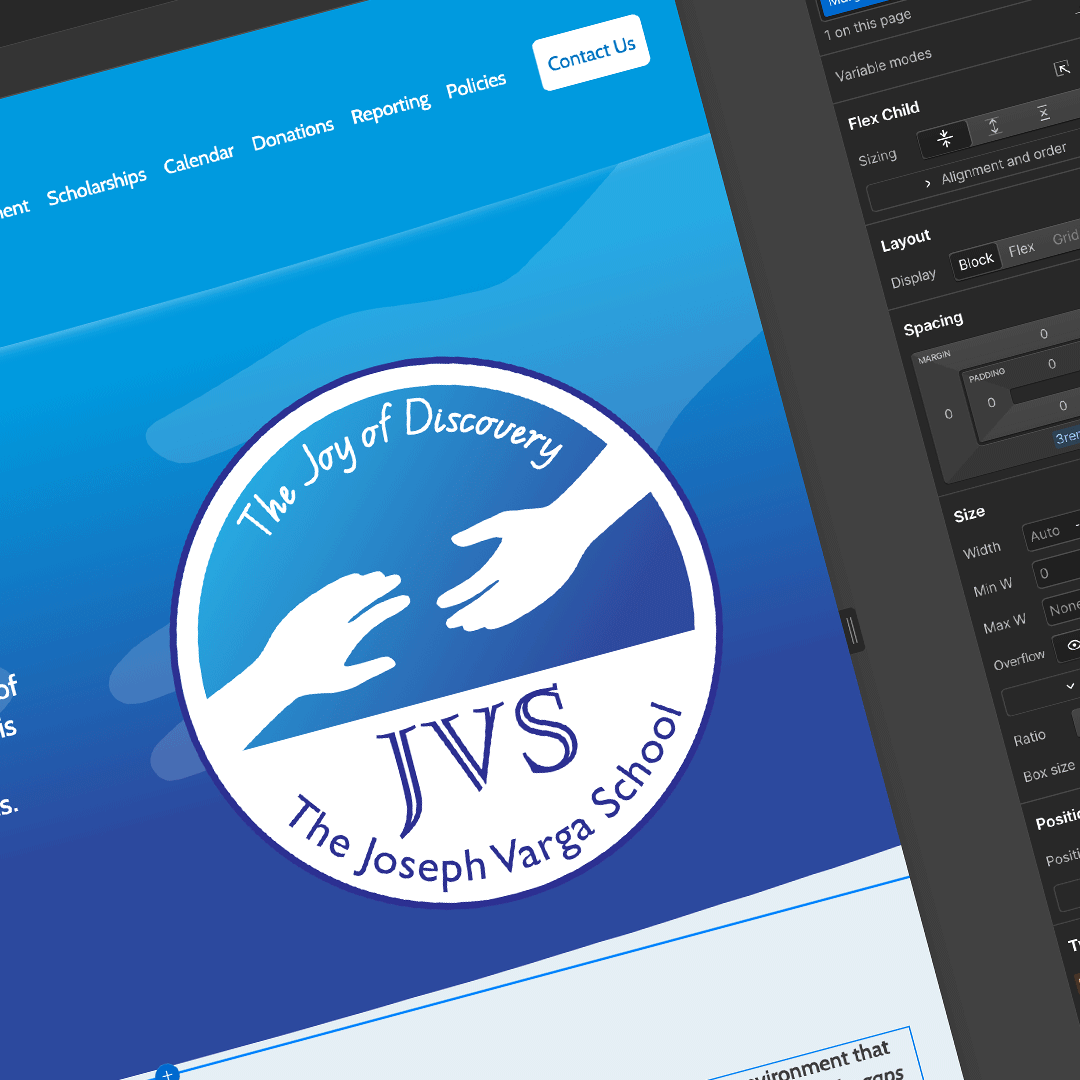 Logo of The Joseph Varga School with two reaching hands and text The Joy of Discovery.