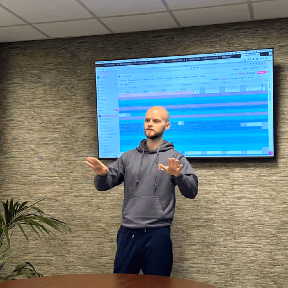 Team member presenting charts and graphs during a report on SEO for Accountants.