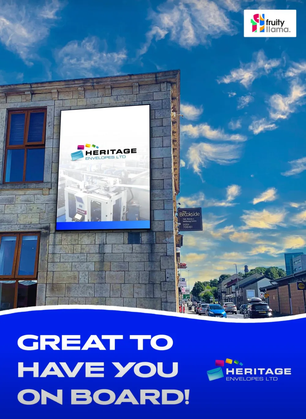 Digitial billboard advertising Heritage Envelopes Ltd