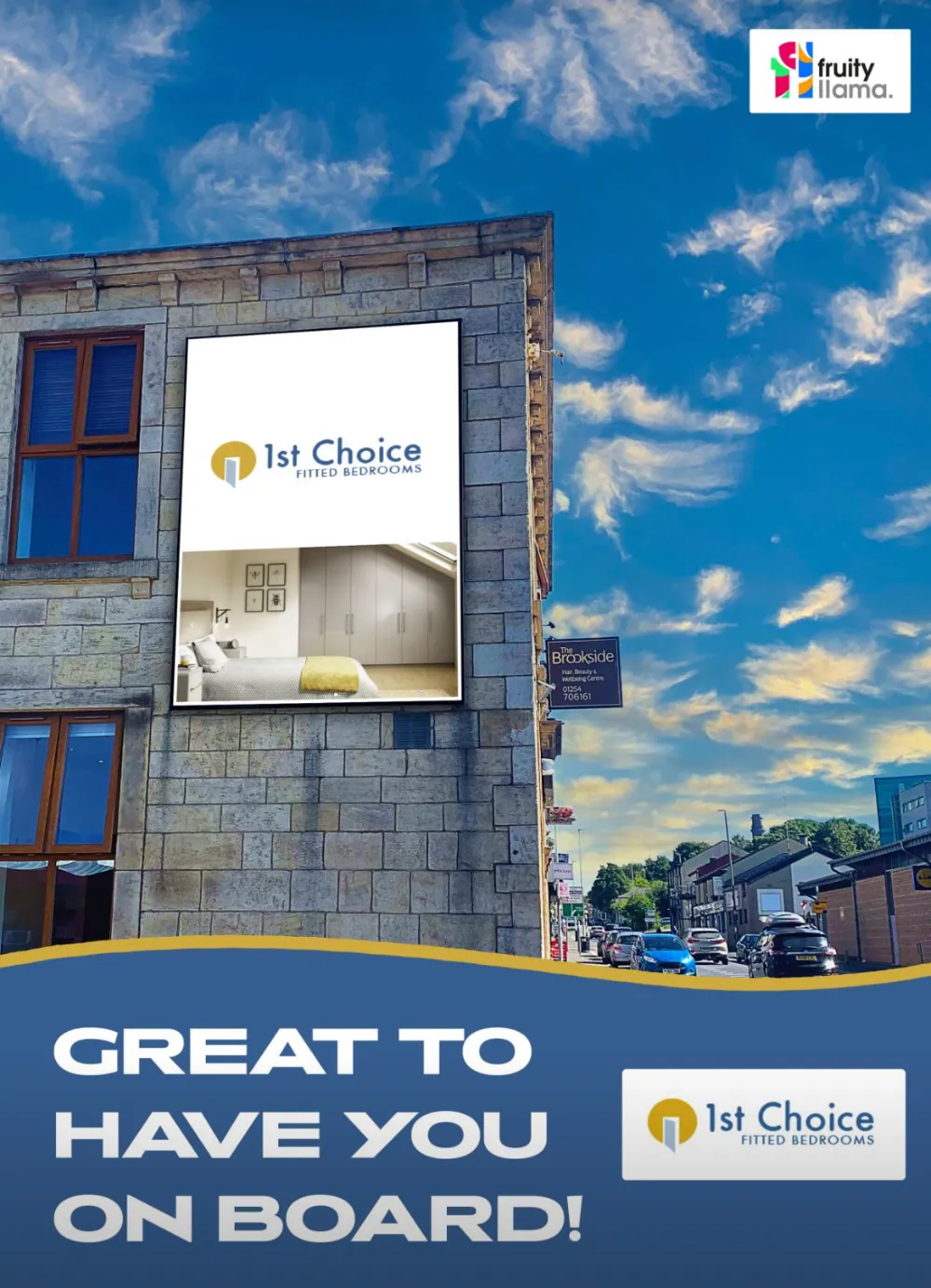 Digitial billboard advertising First Choice fitted bedrooms