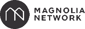 Magnolia Network brand logo featuring a circular emblem and stylized text.